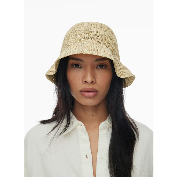 Aritzia Little Moon Women's Straw Sun Hat Packable Beach Travel Beige Size XS - Picture 13 of 14